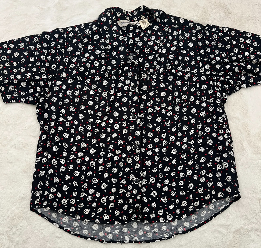 Vintage Persona Petites Womens Size 10 Abstract Print Blouse Rayon USA